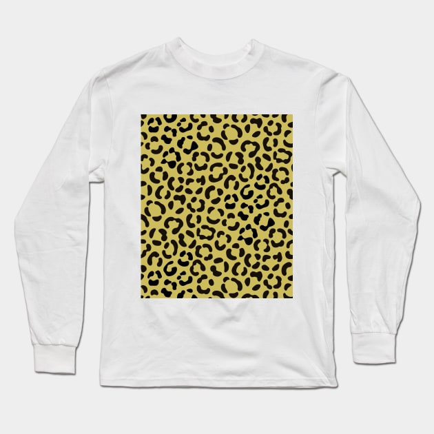 Trendy Black on Gold Leopard Print Pattern Long Sleeve T-Shirt by NataliePaskell